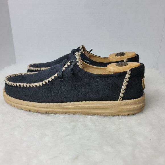 Hey Dude Wendy Crochet Black Slip On Moc Toe Women's Casual Shoes Size 11 - Picture 3 of 10